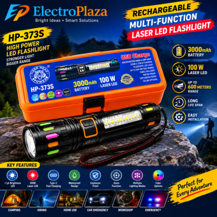 Rechargeable 100W Laser LED Flashlight / Torchlight – USB Type-C Charging